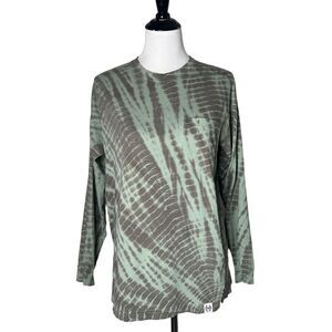 PINK‎ Victoria's Secret Pocket Tie Dye Tee Green Long Sleeve Womens XS Shirt